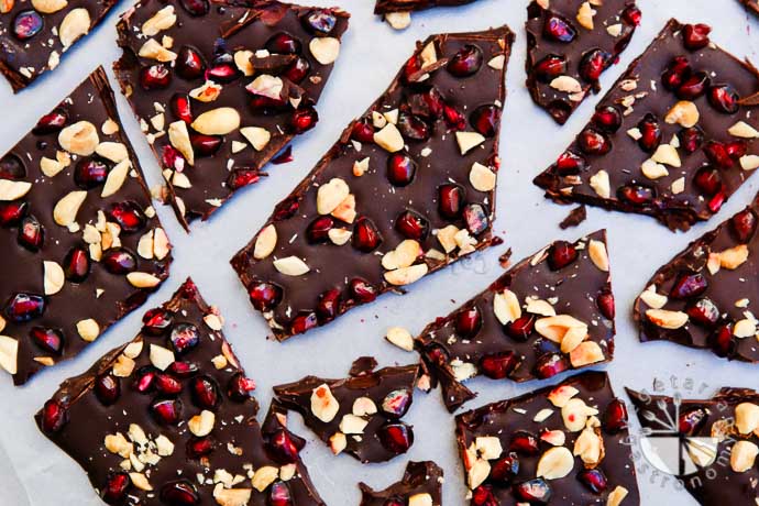 pomegranate peanut dark chocolate bark-3