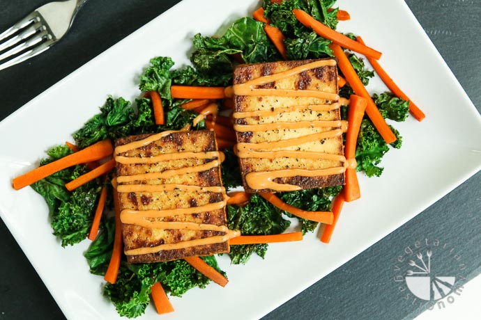 warm crispy baked tofu kale salad-4