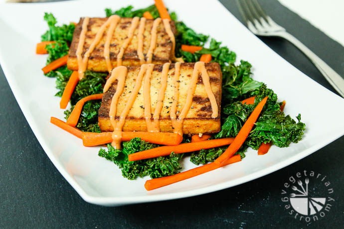 warm crispy baked tofu kale salad-5
