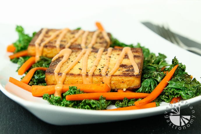 warm crispy baked tofu kale salad-8