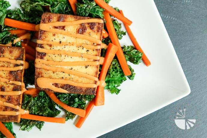 warm crispy baked tofu kale salad-9