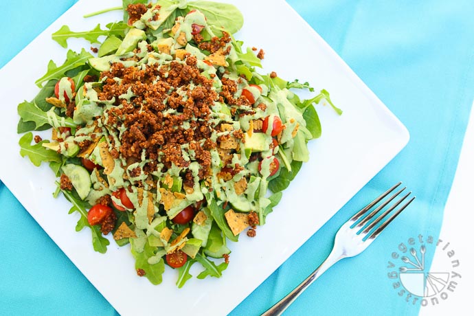 the ultimate taco salad with savory walnut sundried tomato crumble-1