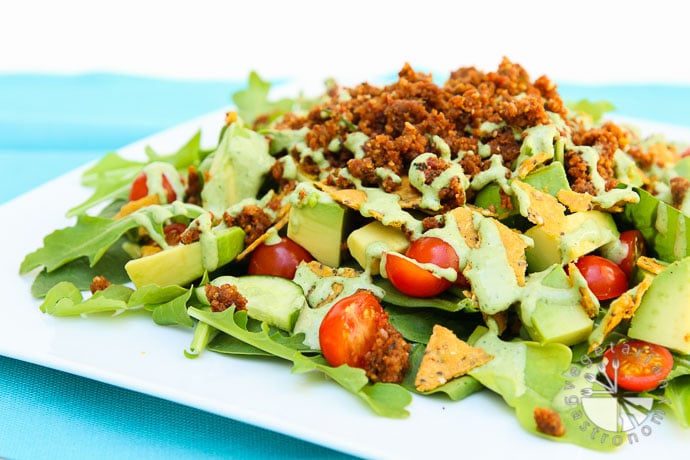 the ultimate taco salad with savory walnut sundried tomato crumble-3