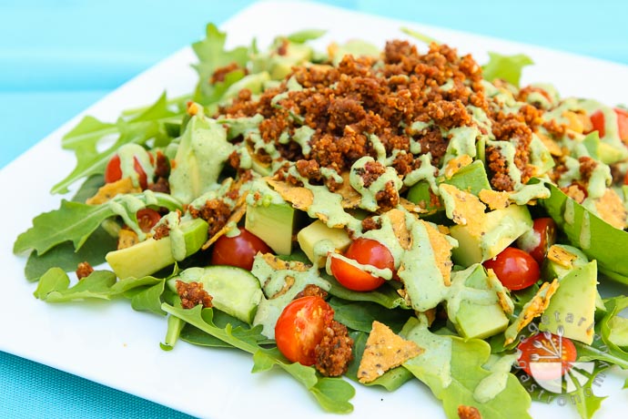 the ultimate taco salad with savory walnut sundried tomato crumble-4