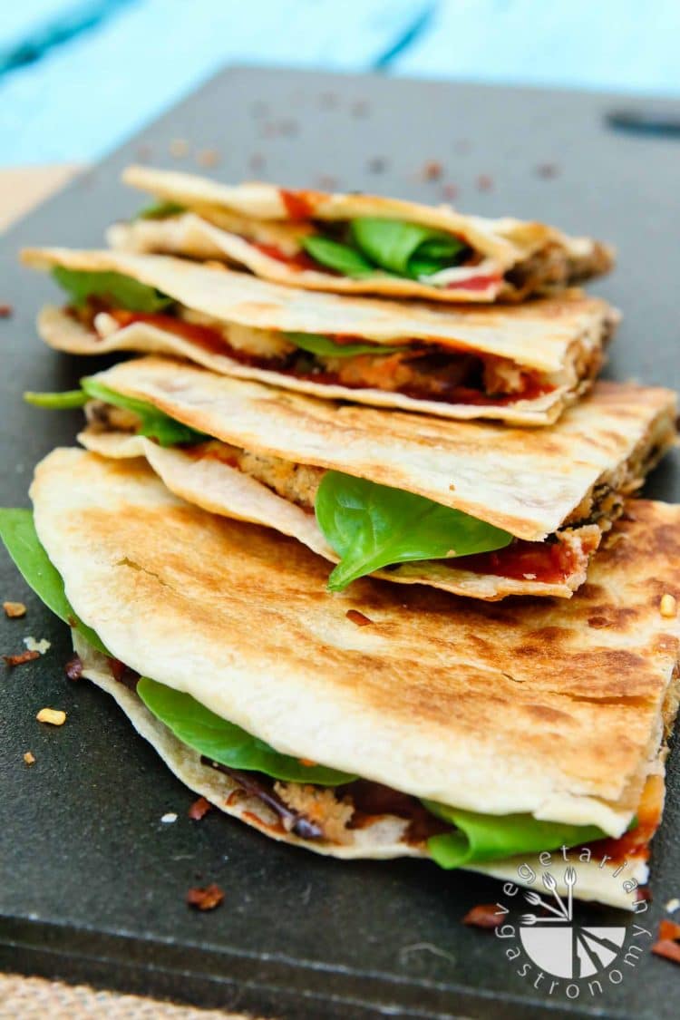 Grilled Crispy Eggplant & Spinach Vegan Quesadillas Vegetarian Gastronomy