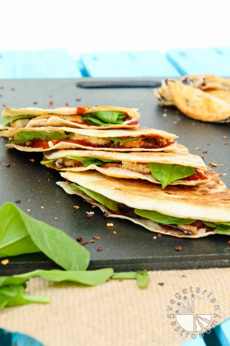 Grilled Crispy Eggplant & Spinach Vegan Quesadillas Vegetarian Gastronomy