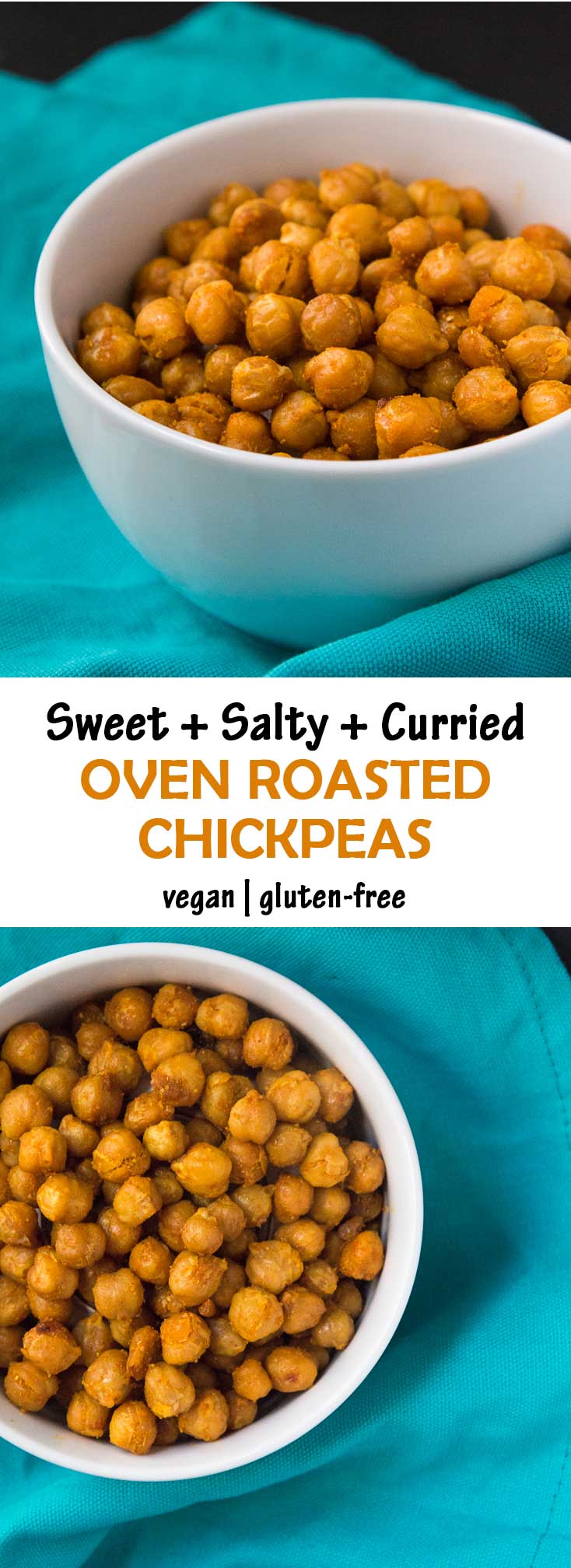 These Sweet & Salty Oven Roasted Curried Chickpeas are the perfect side dish, appetizer, or delicious snack to munch on! #vegan #glutenfree | www.Vegetariangastronomy.com