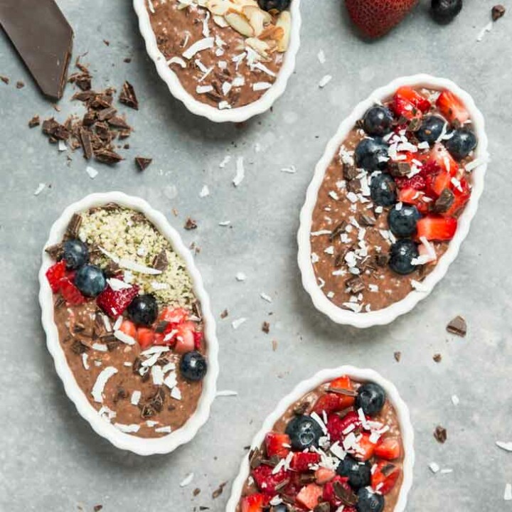 Chocolate Coconut Chia Pudding Fruit Pie Vegetarian Gastronomy