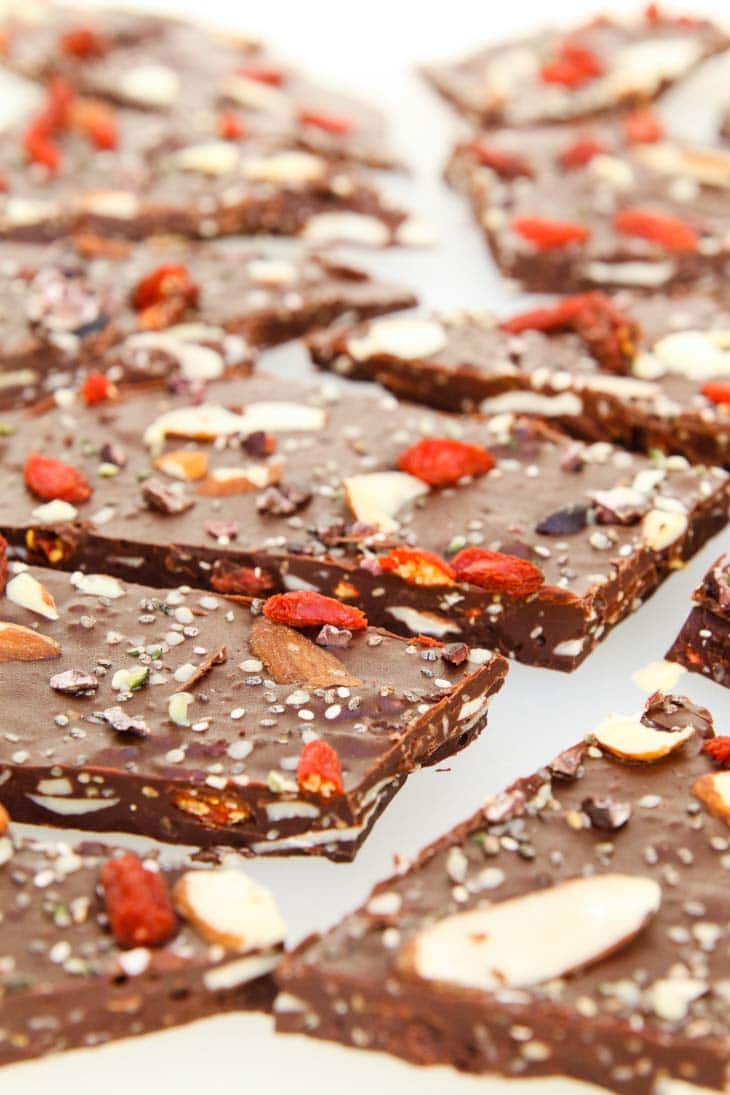 Dark Chocolate Bark with Seeds, Nuts, & Berries - Vegetarian Gastronomy