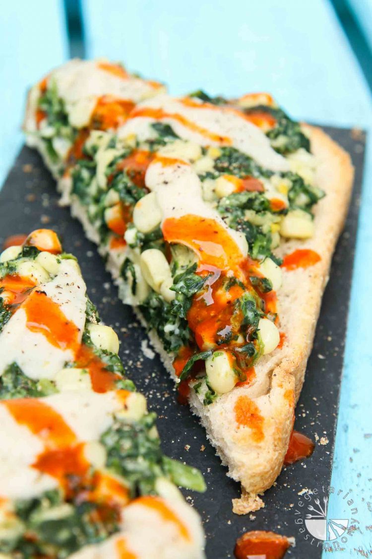 Creamy Corn and Spinach Toast #vegan #glutenfree | www.vegetariangastronomy.com