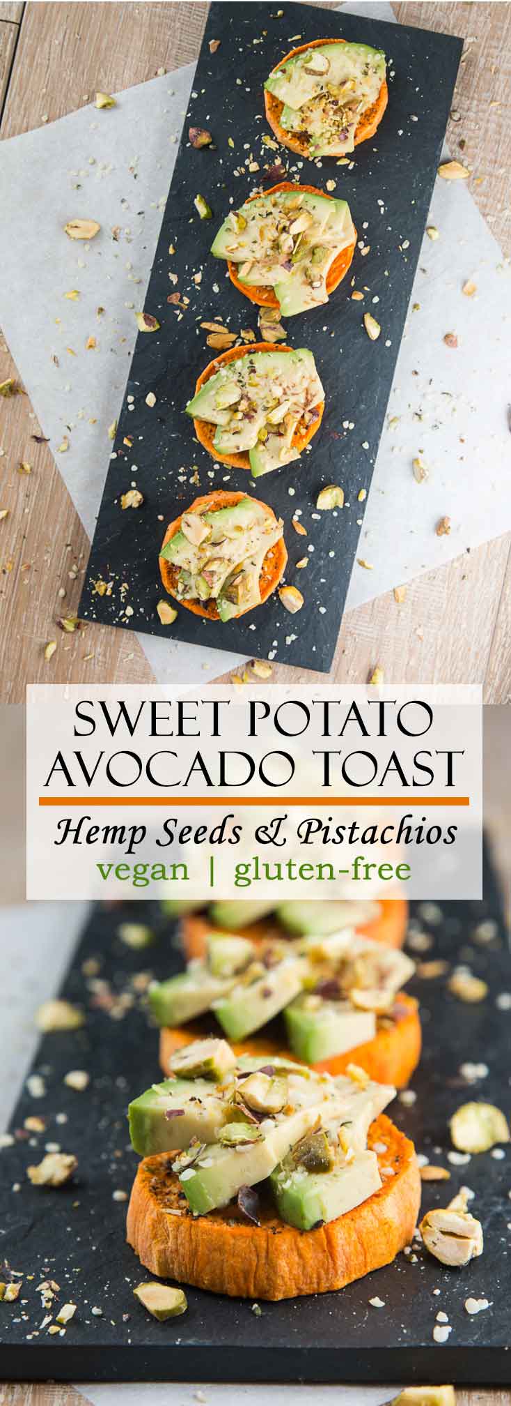 Sweet Potato Avocado Toast with Pistachios & Hemp Seeds #vegan #glutenfree #healthy | www.VegetarianGastronomy.com