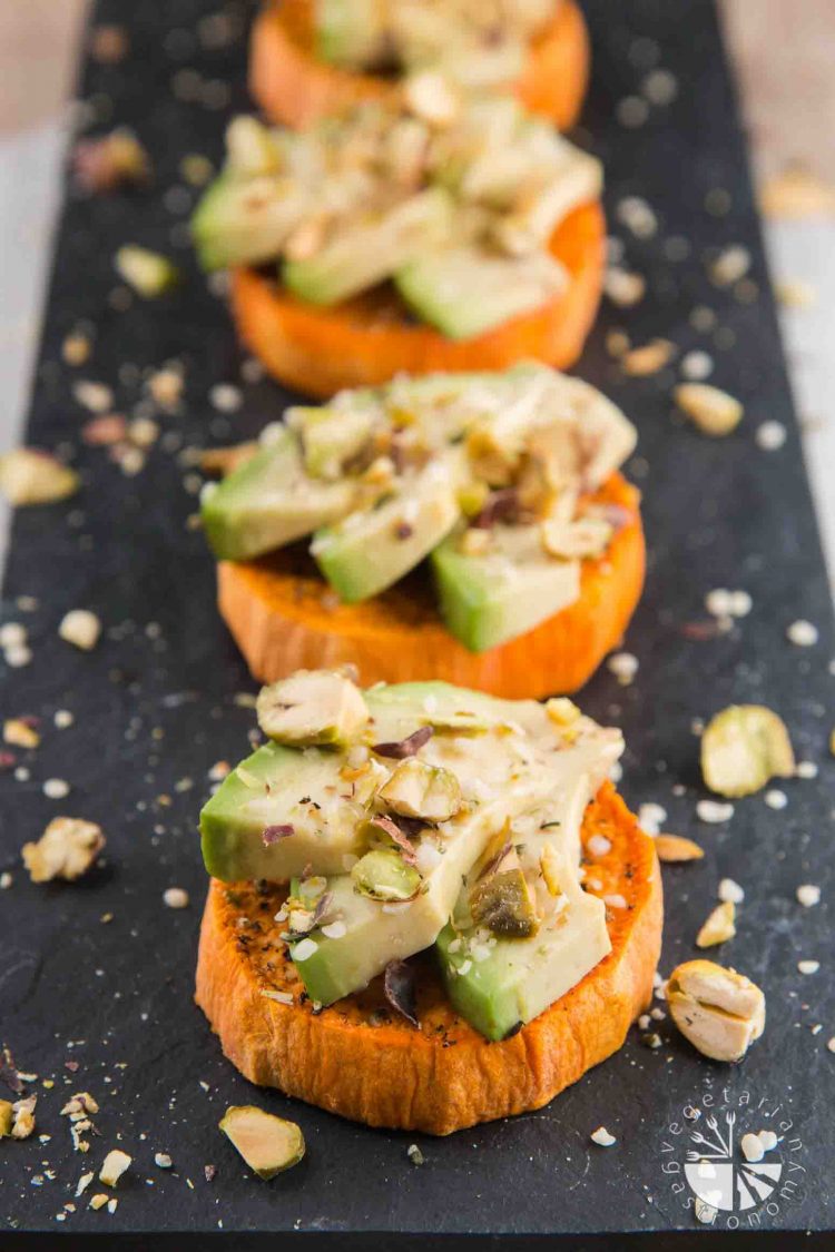 Sweet Potato Avocado Toast with Pistachios & Hemp Seeds #vegan #glutenfree #healthy | www.VegetarianGastronomy.com