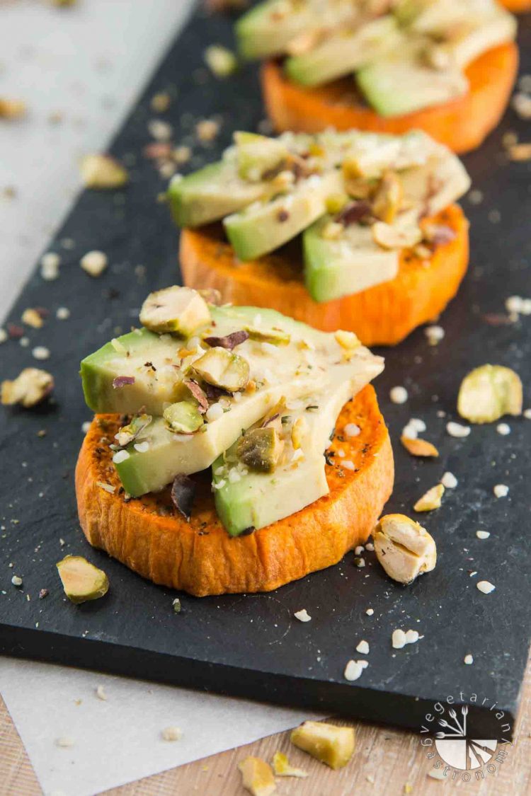 Sweet Potato Avocado Toast with Pistachios & Hemp Seeds #vegan #glutenfree #healthy | www.VegetarianGastronomy.com