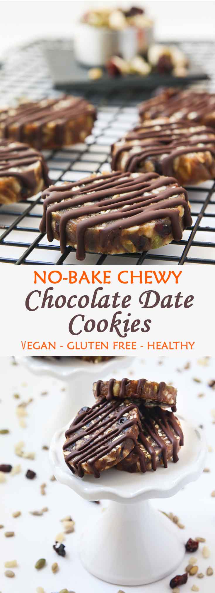 No-Bake Chewy Chocolate Date Cookies #allergenfriendly #vegan #glutenfree #nobake | VegetarianGastronomy.com | www.VegetarianGastronomy.com