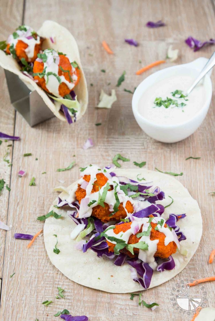 Vegan Buffalo Cauliflower Tacos with Cucumber Ranch #vegan #glutenfree | www.VegetarianGastronomy.com 