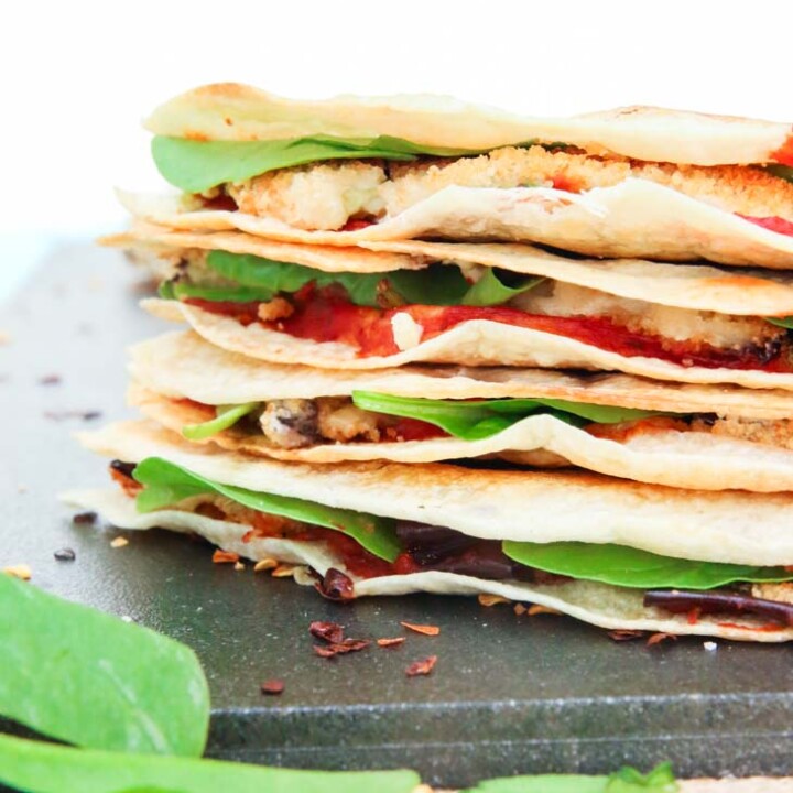 Crispy Grilled Eggplant & Spinach Vegan Quesadillas Vegetarian Gastronomy